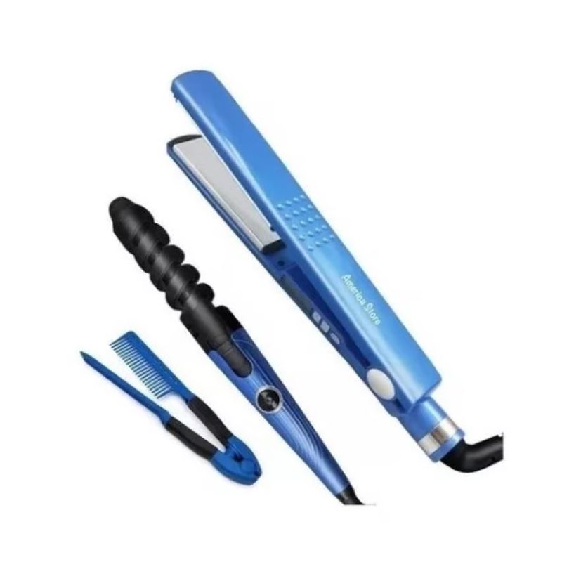GENERAL - Combo Nano Titanium Plancha Cabello + Rizadora + Pinza Peine