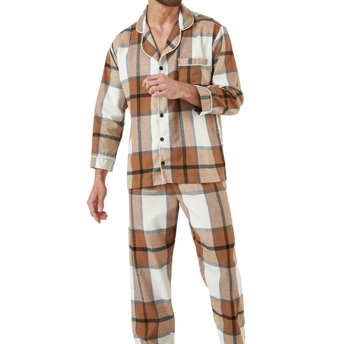 SANTANA - Pijama Hombre Leñadora Beige
