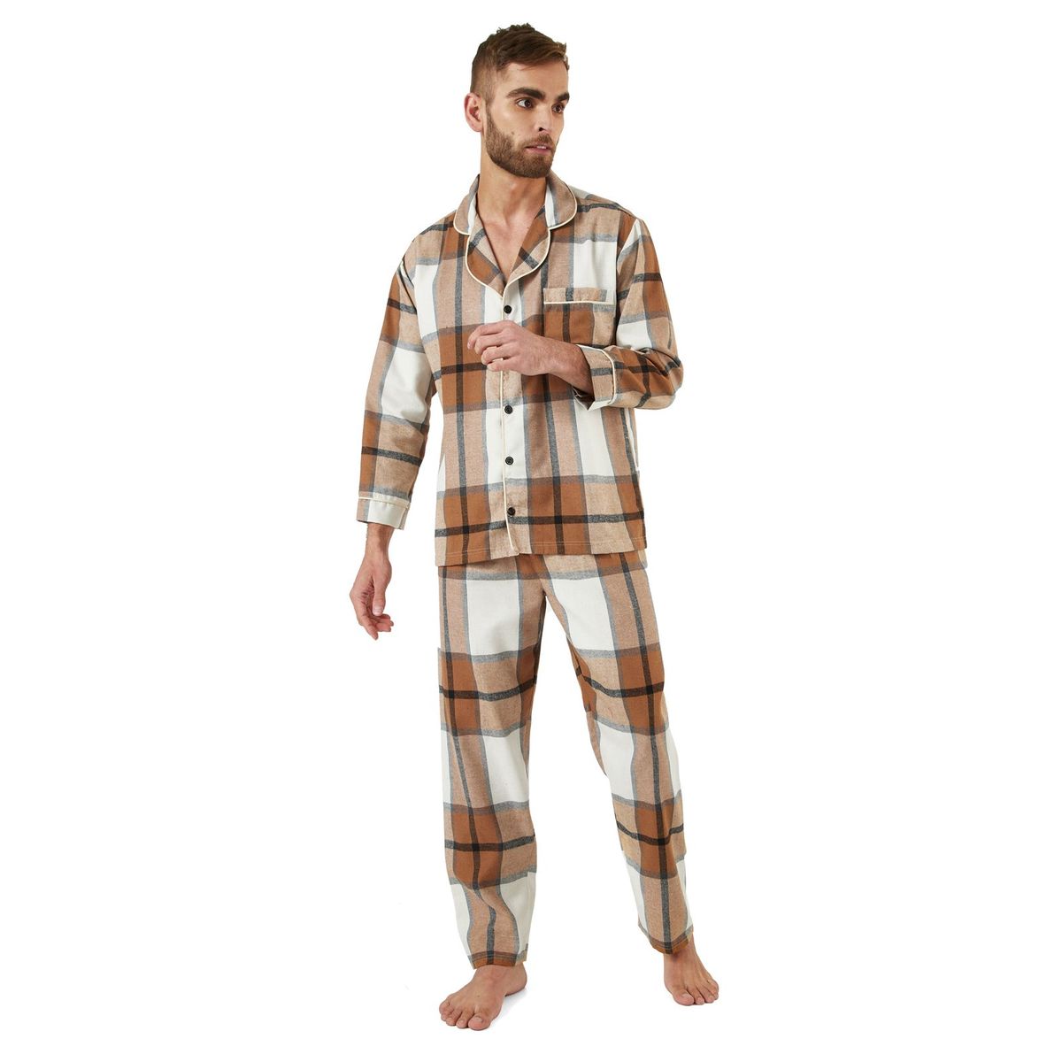 SANTANA - Pijama Hombre Leñadora Beige