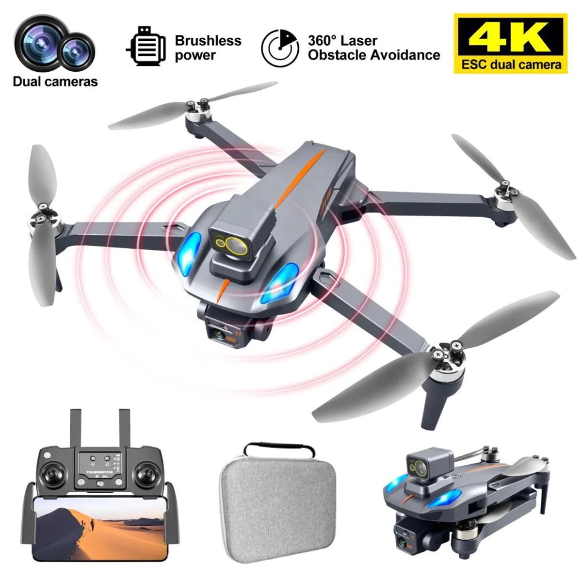 GENERICO - Drone Profesional GPS K911 MAX Wifi 5G Camara Dual 4K