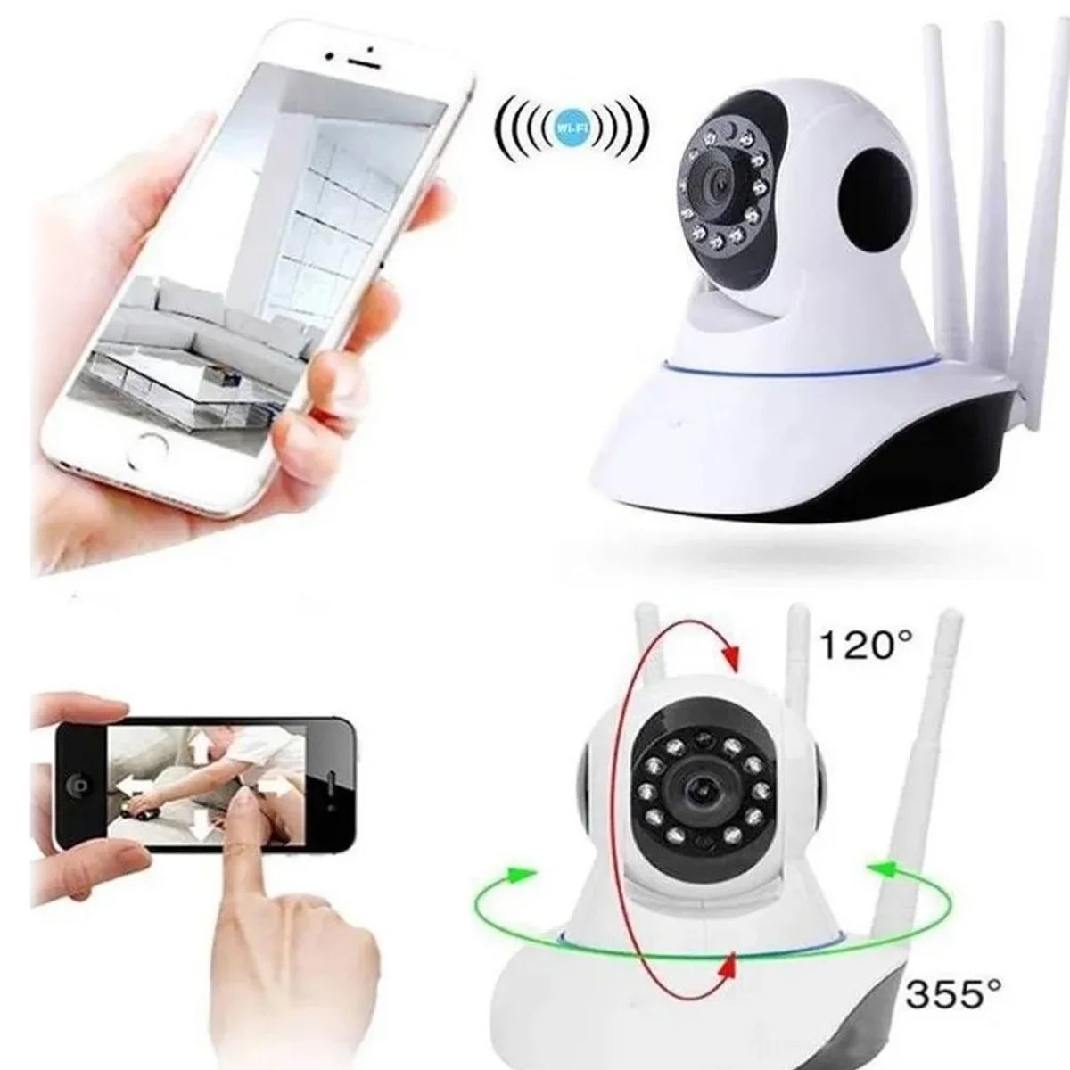 GENERICO - Cámara Robótica Seguridad Wifi 3 Antenas 360