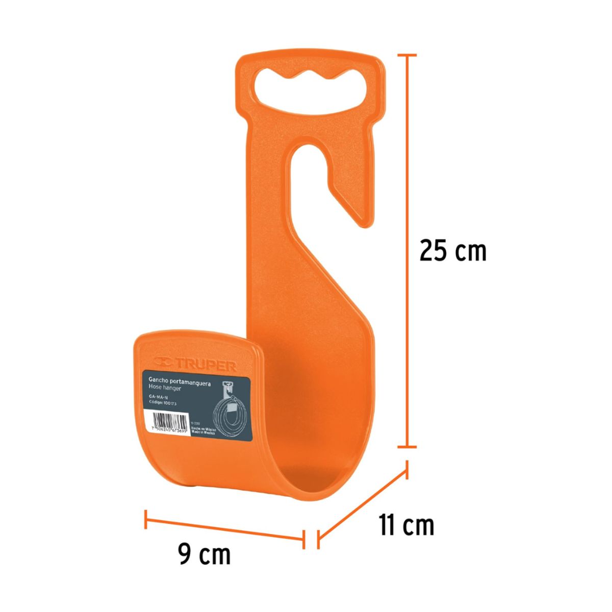TRUPER - Soporte Gancho Plástico Para Manguera Jardín Naranja Truper