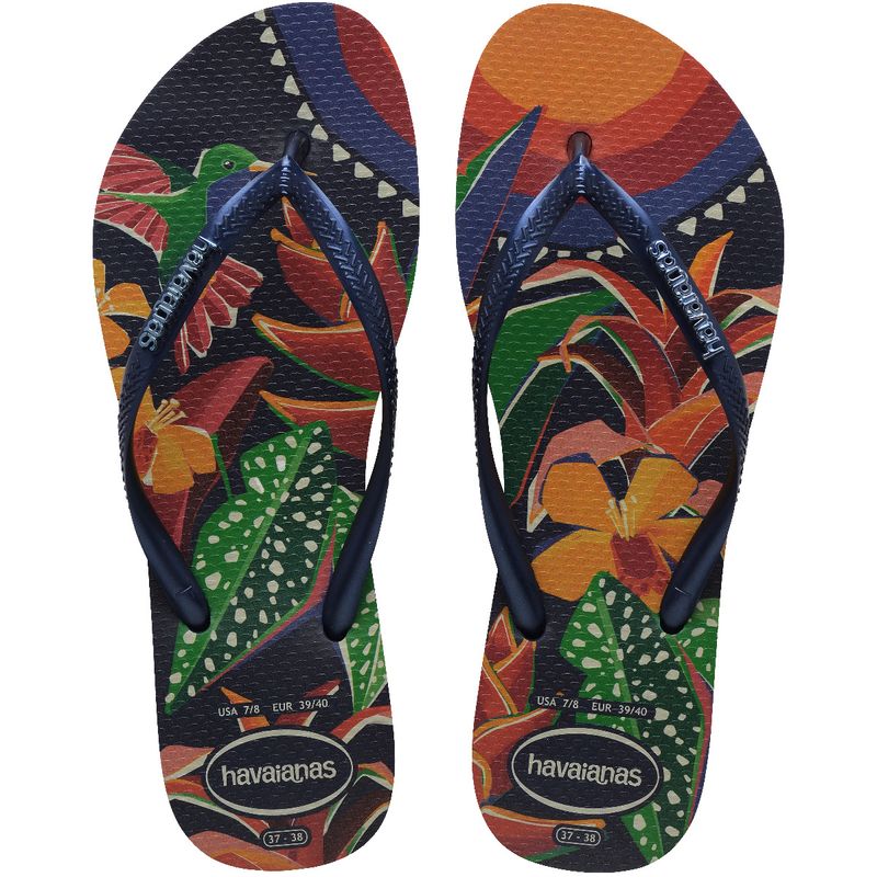 HAVAIANAS - Chanclas Sandalias Havaianas Slim Tropical Mujer Multicolor Azul