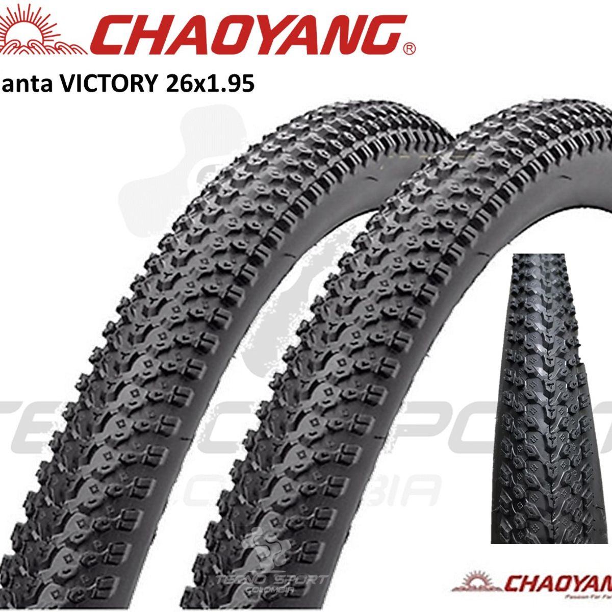 CHAOYANG - Llanta Bicicleta Rin 26x 1.95 Chaoyang Mtb X 2 Unidades