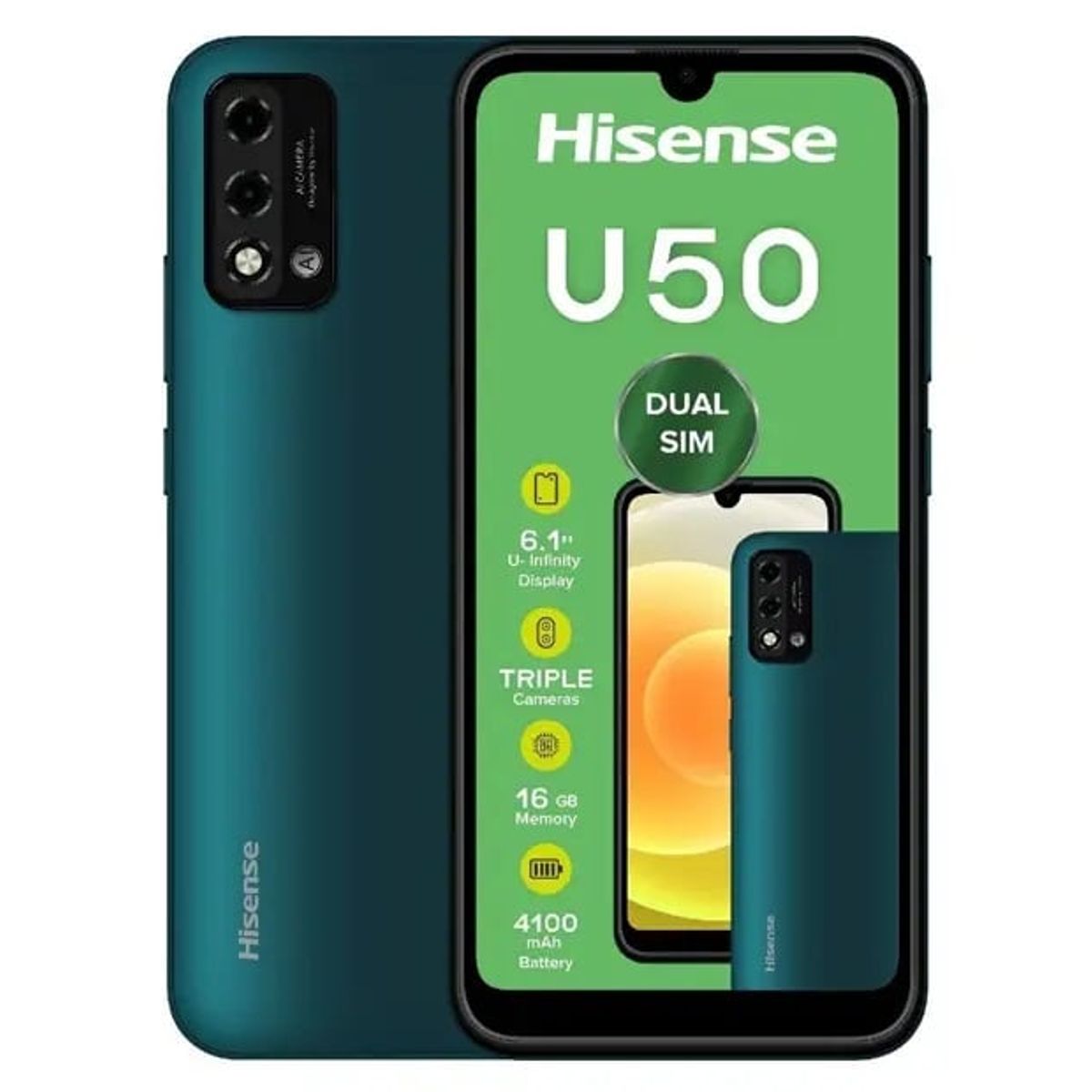 HISENSE - Celular Hisense U50 con Desbloqueo Facial 32GB 2GB RAM  Azul
