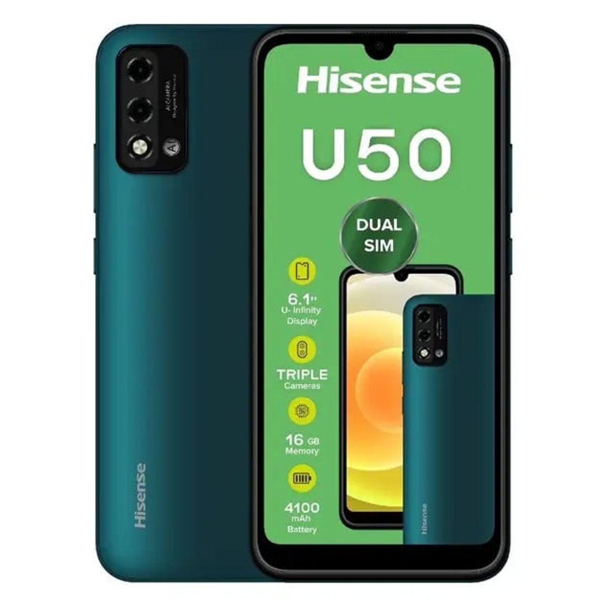HISENSE - Celular Hisense U50 con Desbloqueo Facial 32GB 2GB RAM  Azul