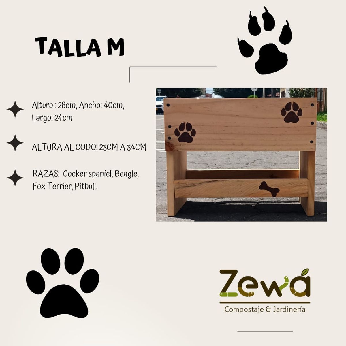 ARTESANAL - Comedor para Perro Talla M