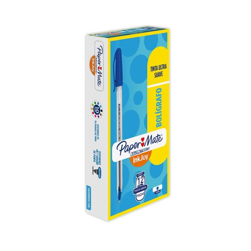 PAPER MATE - Boligrafo Kilometrico 100 Fine 07 Azul Paper Mate X 12 Und