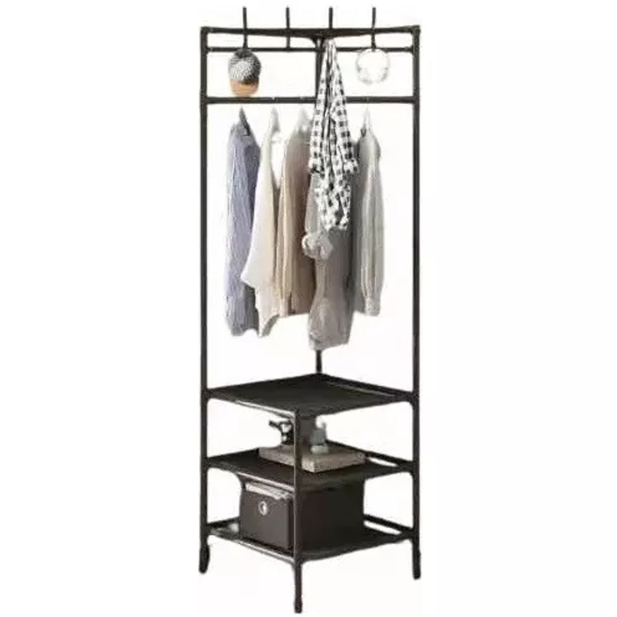 GENERICO - Perchero Organizador Esquinero con Estante para Ropa - 3 Niveles