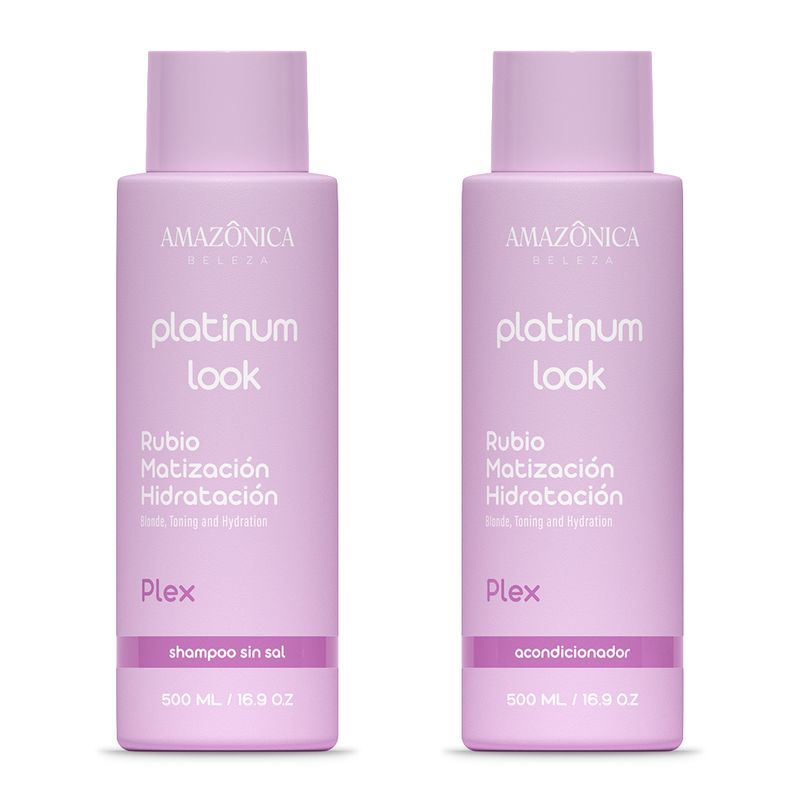 AMAZONICA BELEZA - SHAMPOO Y ACONDICIONADOR PLATINUM LOOK REPARA Y MATIZA EL PELO RUBIO