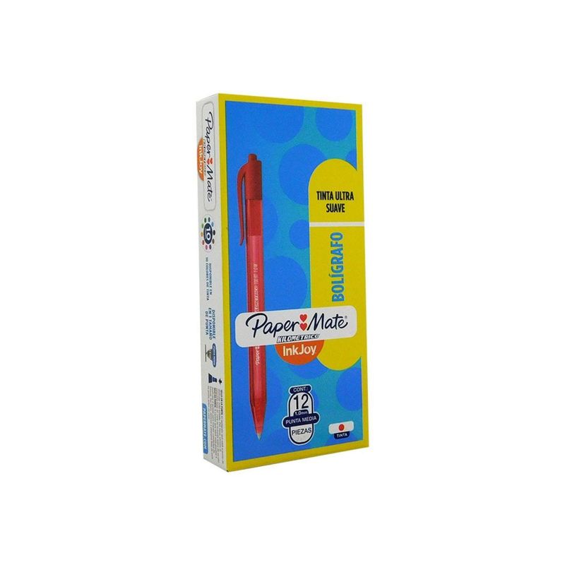 PAPER MATE - Boligrafo Kilometrico Retractil 100 Rojo Paper Mate X12 Und