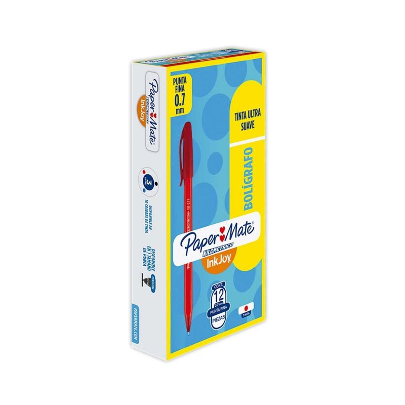 PAPER MATE - Boligrafo Kilometrico 100 Fine 07 Rojo Paper Mate X 12 und