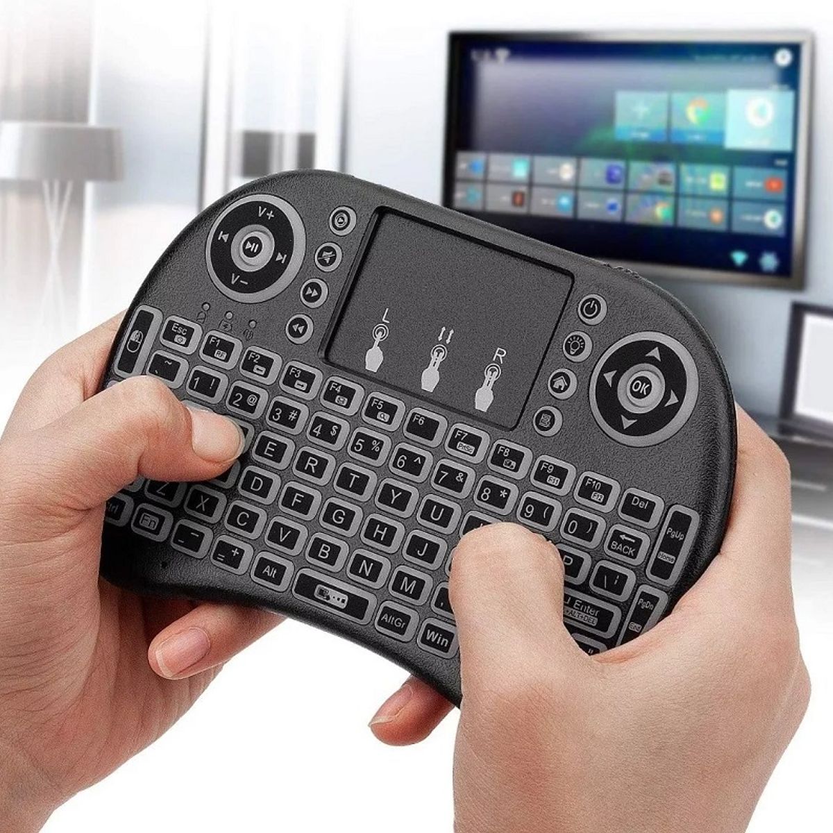 GENERICO - Mini Teclado Airmouse Android Smart TV Iluminado