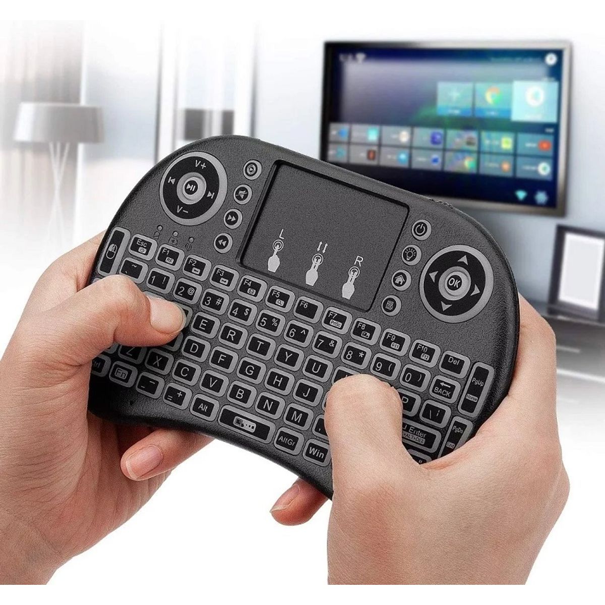 GENERICO - Mini Teclado Airmouse Android Smart TV Iluminado