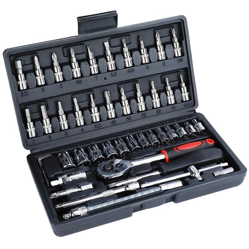 GENERICO - Juego De Copas Set Herramienta 46pz Hogar Carro Moto