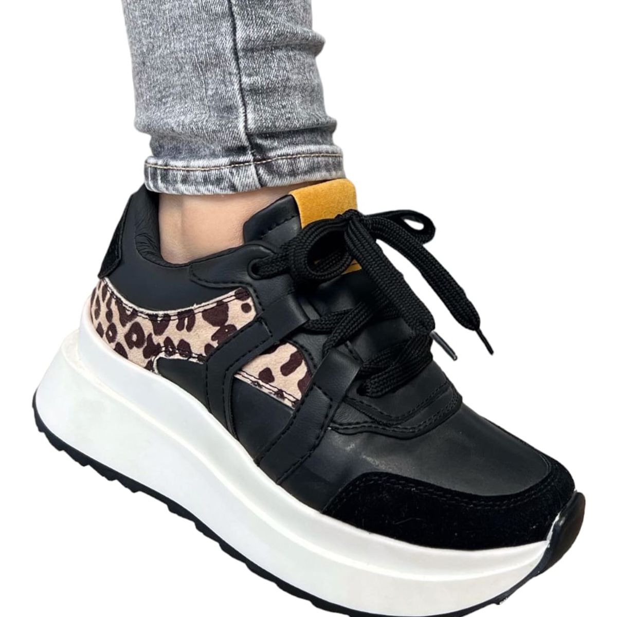 EVEGONZ - Tenis Deportivo Mujer Calzado Animal Print Negros