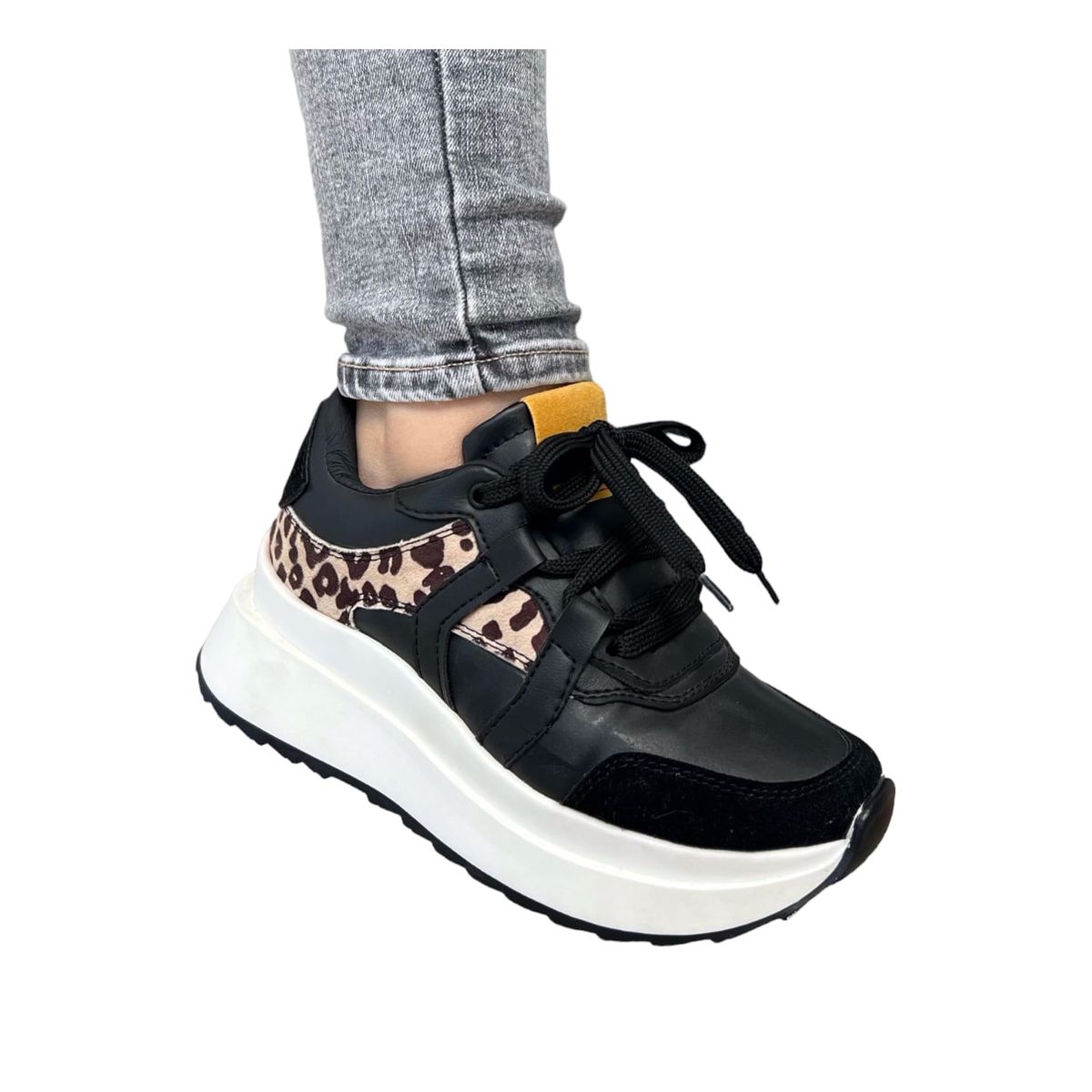 EVEGONZ - Tenis Deportivo Mujer Calzado Animal Print Negros