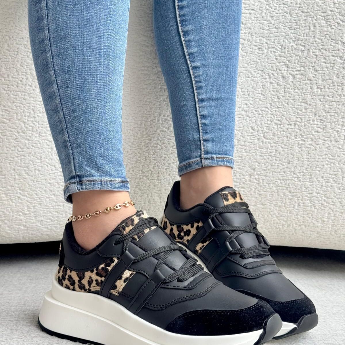 EVEGONZ - Tenis Deportivo Mujer Calzado Animal Print Negros