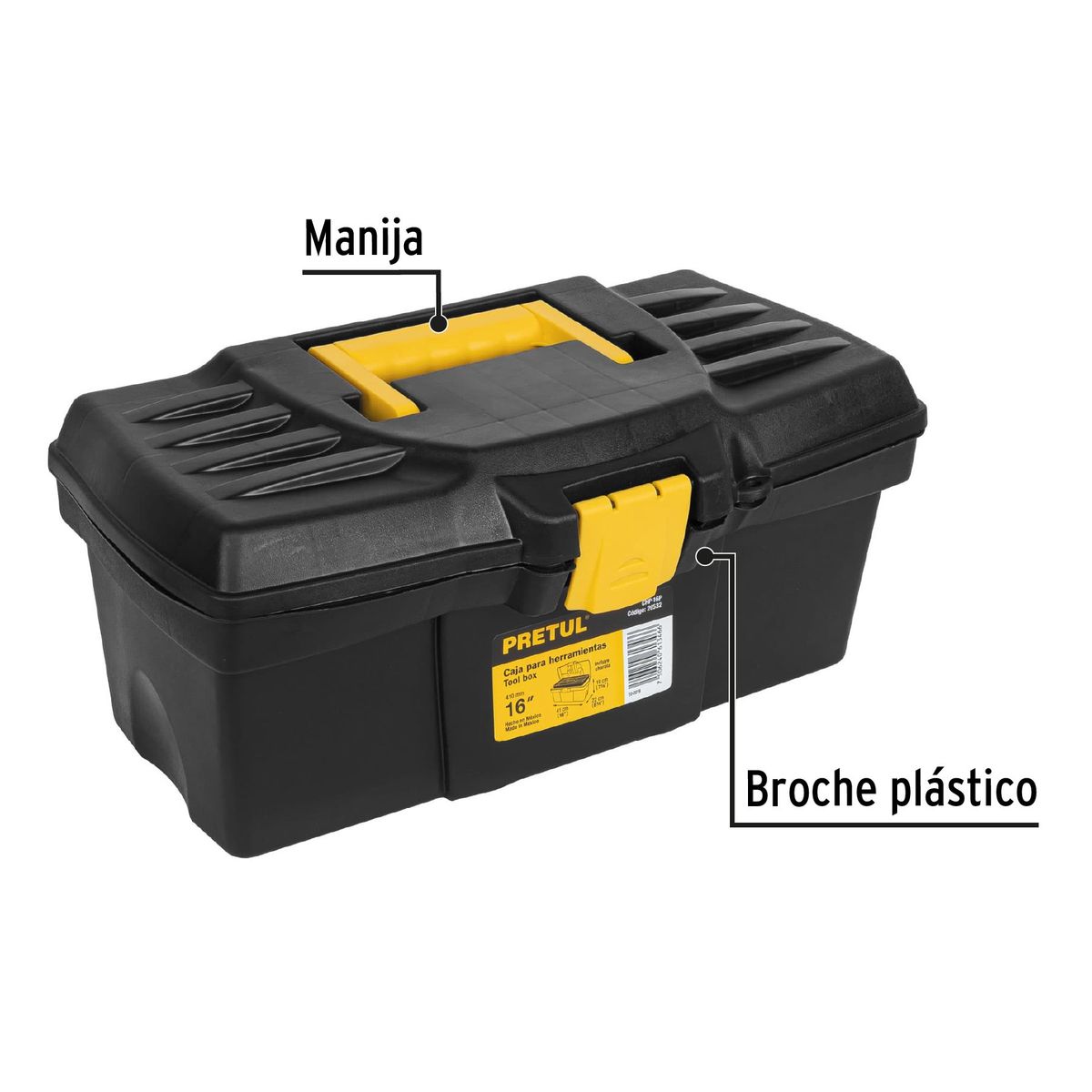 PRETUL - Caja De Herramientas 16 Pulgadas, Herramienta,carro Pretul