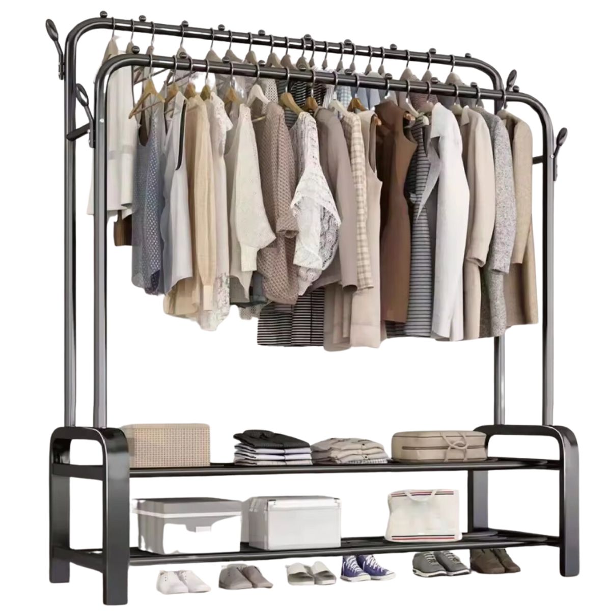 GENERICO - Perchero Zapatero Doble Alta Resistencia 48kg Con Ruedas