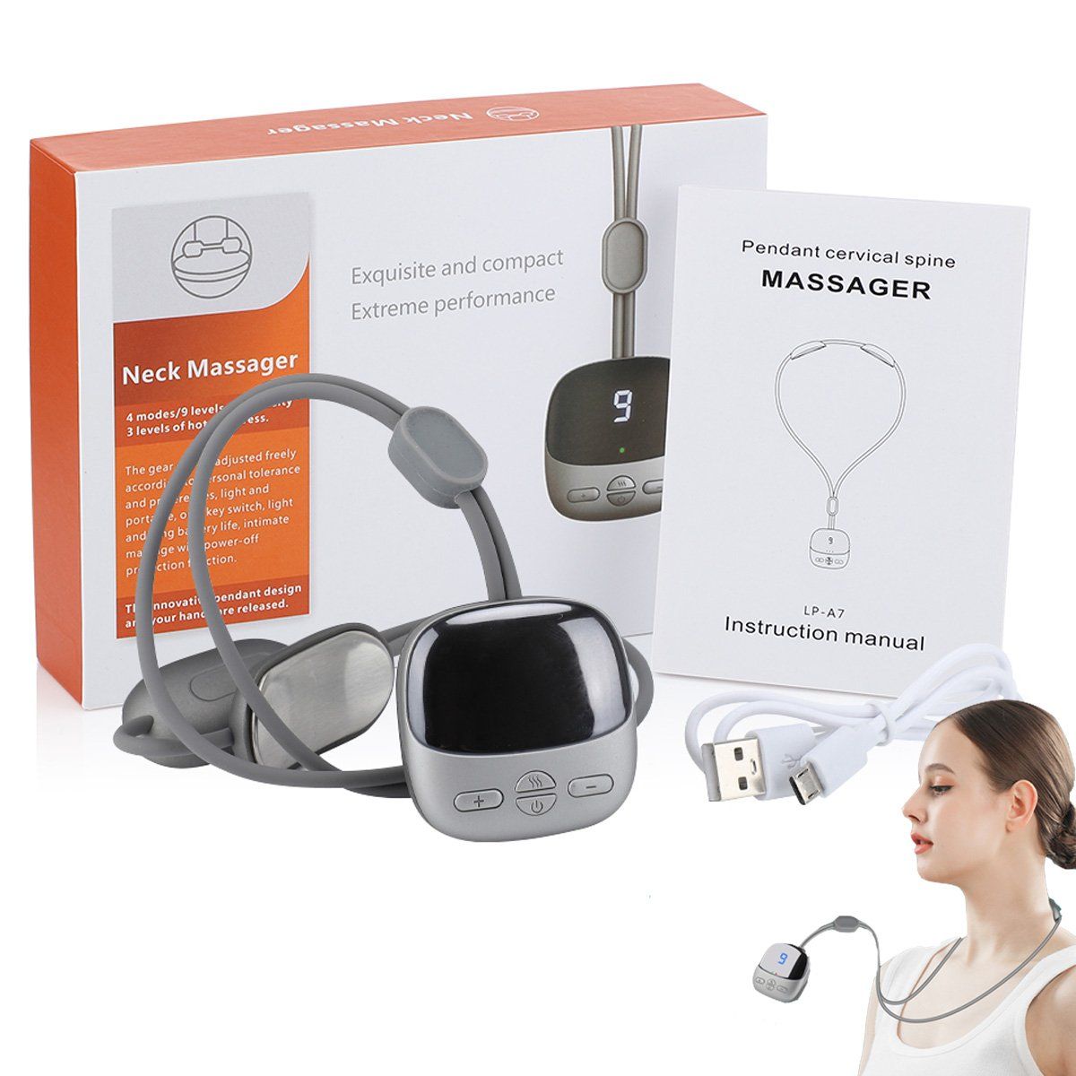 GENERICO - Masajeador Cuello Micro Pulso Electrico Cervical Ems Recarga