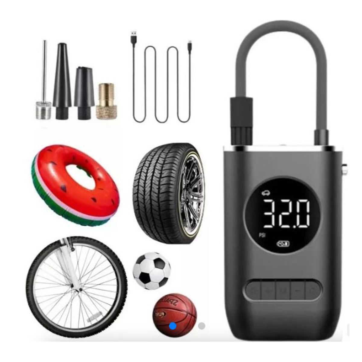 GENERICO - Compresor De Aire Portatil Inflador De Neumaticos Negro