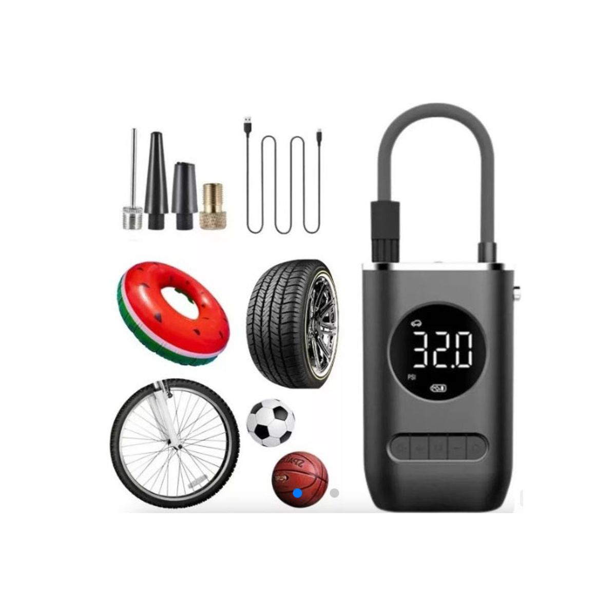 GENERICO - Compresor De Aire Portatil Inflador De Neumaticos Negro