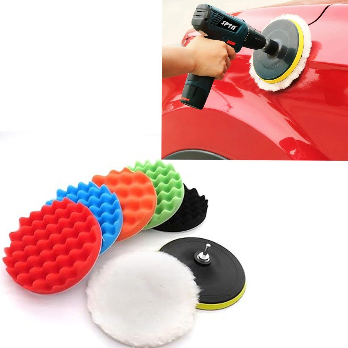 GENERICO - Set Pomos Almohadillas Polichar Brillar Taladro Pulidora 7