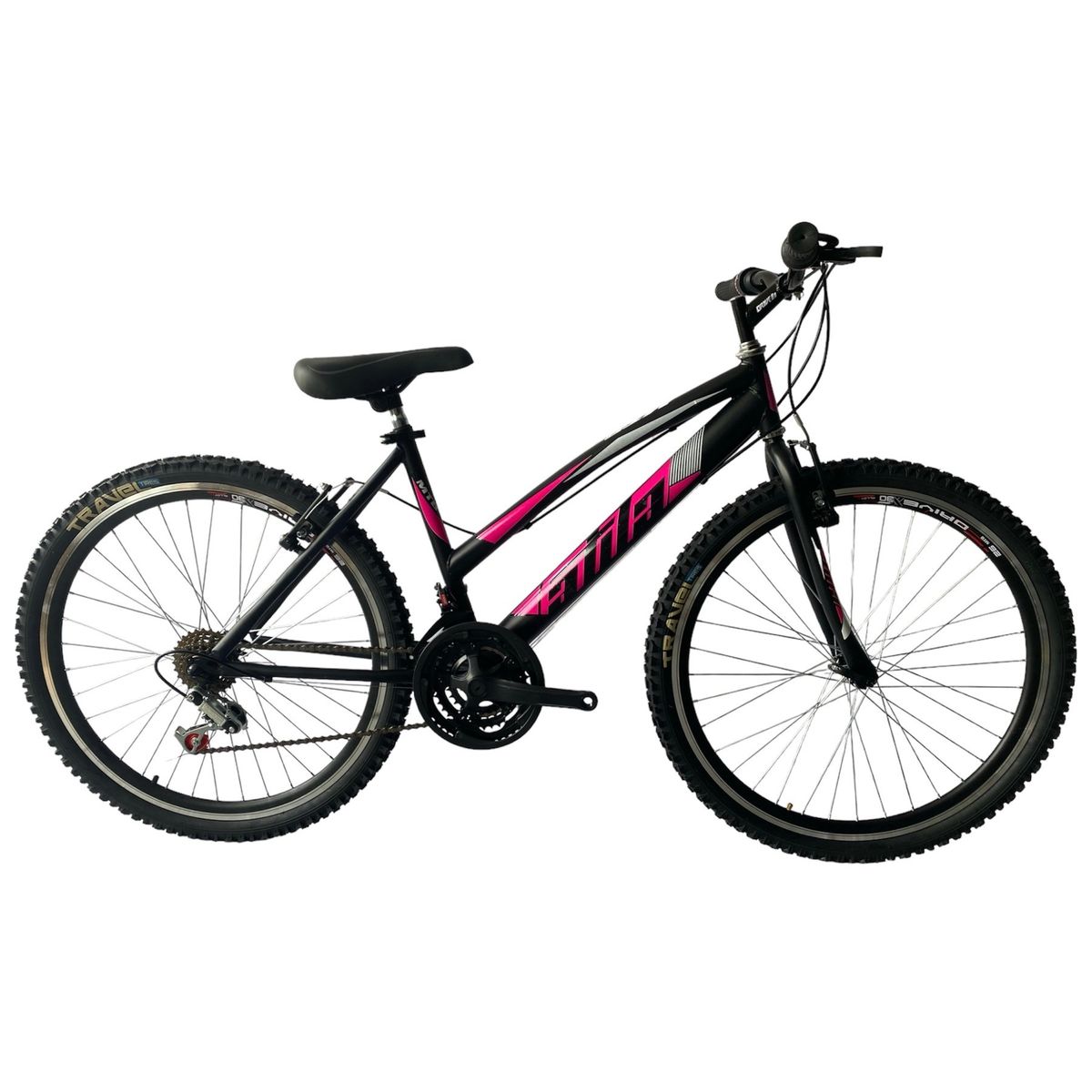 ATILA - Bicicleta MTB para Mujer rin 26 con 18 cambios Negro Fucsia