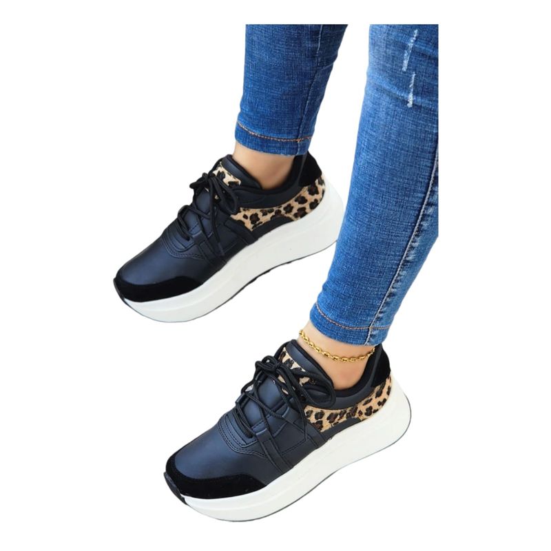 EVEGONZ - Tenis de  Mujer Calzado Casual Negro de Moda