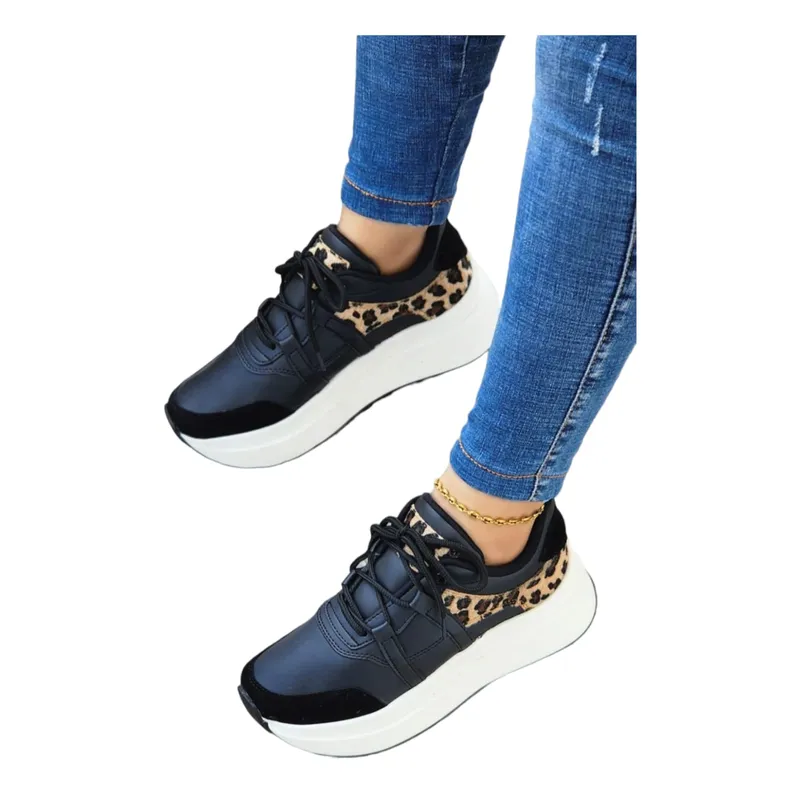 EVEGONZ - Tenis de  Mujer Calzado Casual Negro de Moda