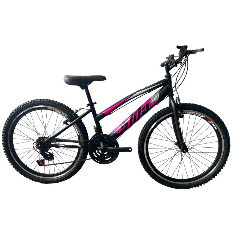 ATILA - Bicicleta MTB para Niña rin 24 con 18 cambios Negro