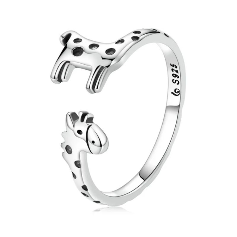ALHAJAS - Anillo Ajustable Para Mujer Jirafa Fabricado En Plata 925