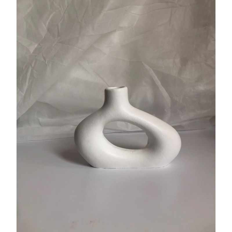 DECORACIONES ALE Y GABI - Jarrón Decorativo Blanco Emiliano 18X14CMS