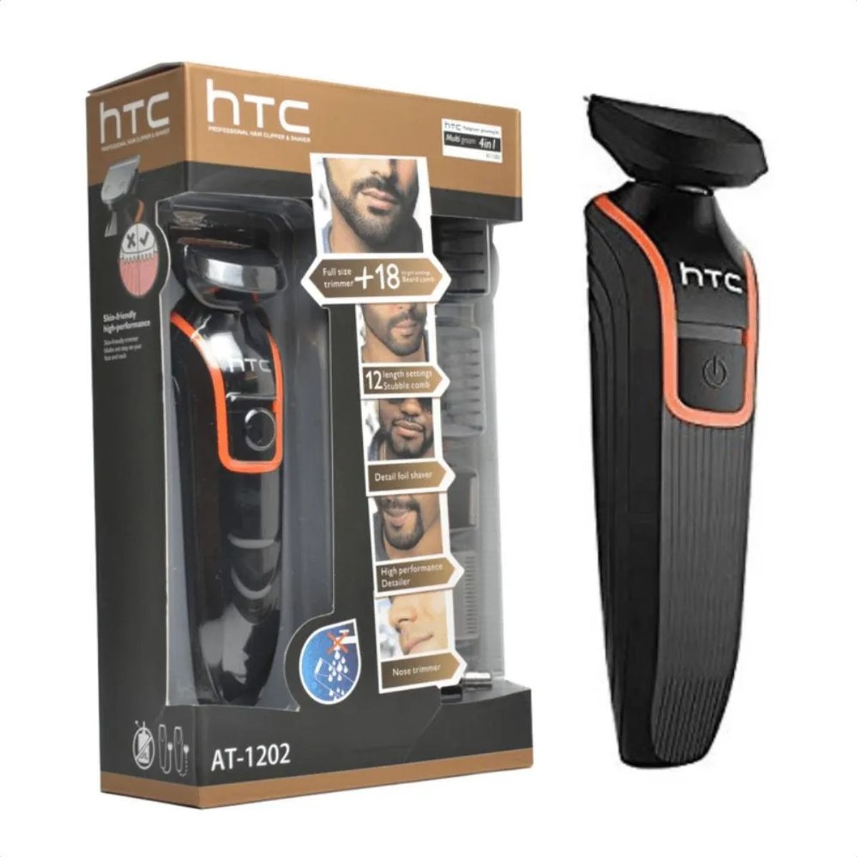 HTC - Máquina Recortadora Pelo Inalámbrica Kit 4 En 1 Htc At-1202