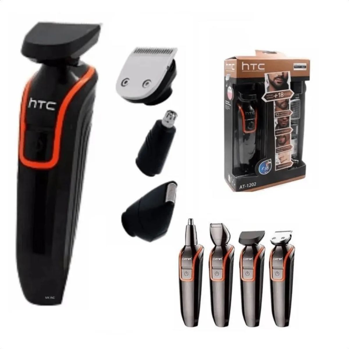 HTC - Máquina Recortadora Pelo Inalámbrica Kit 4 En 1 Htc At-1202
