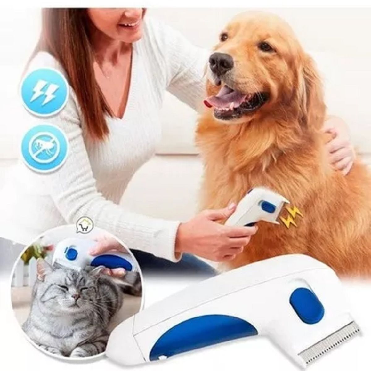 GENERICO - Peine Mata Pulgas Eléctrico Cepillo Antipulgas Mascota He019