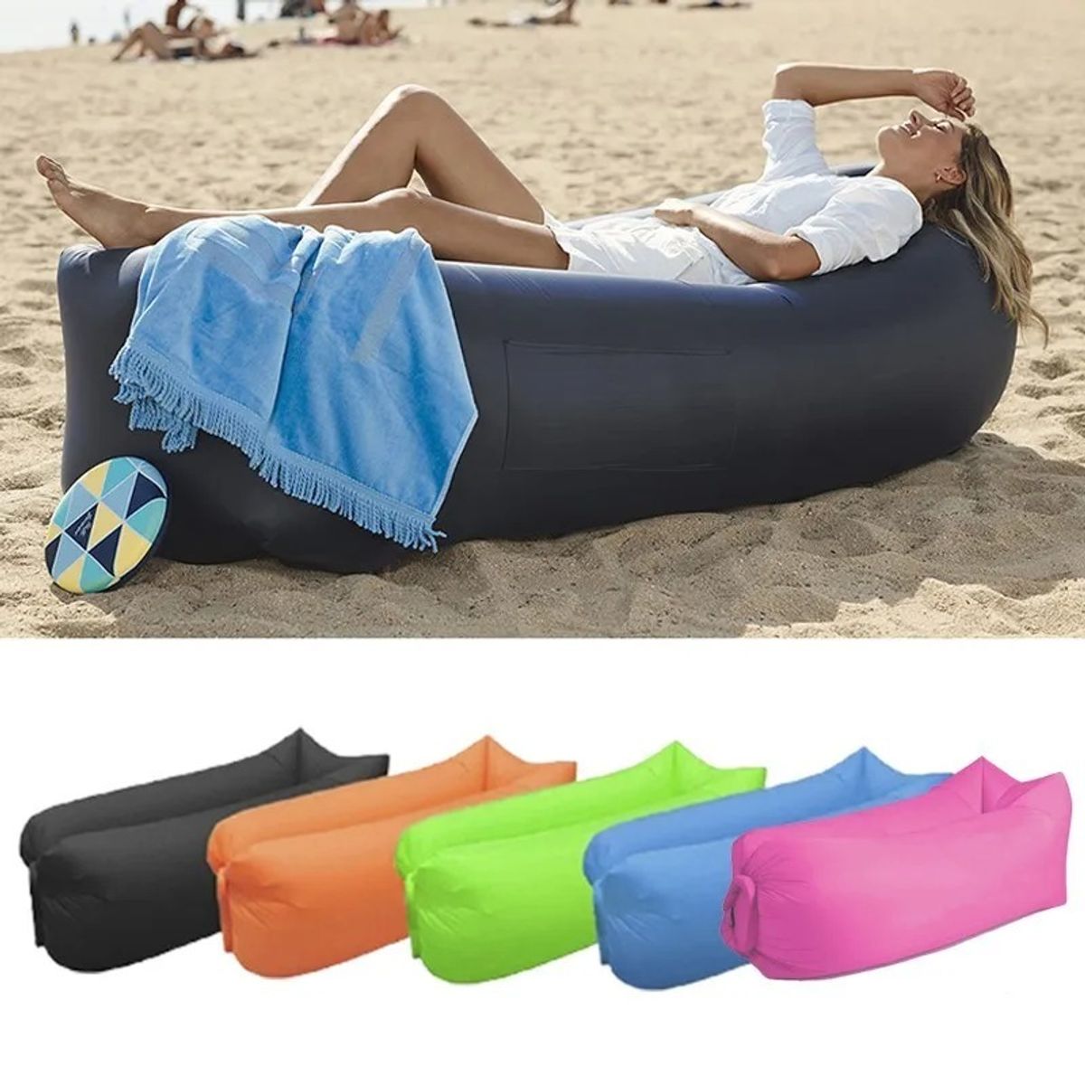 GENERICO - Colchoneta Mágica Sofa Cama Inflable Aire Camping Verde