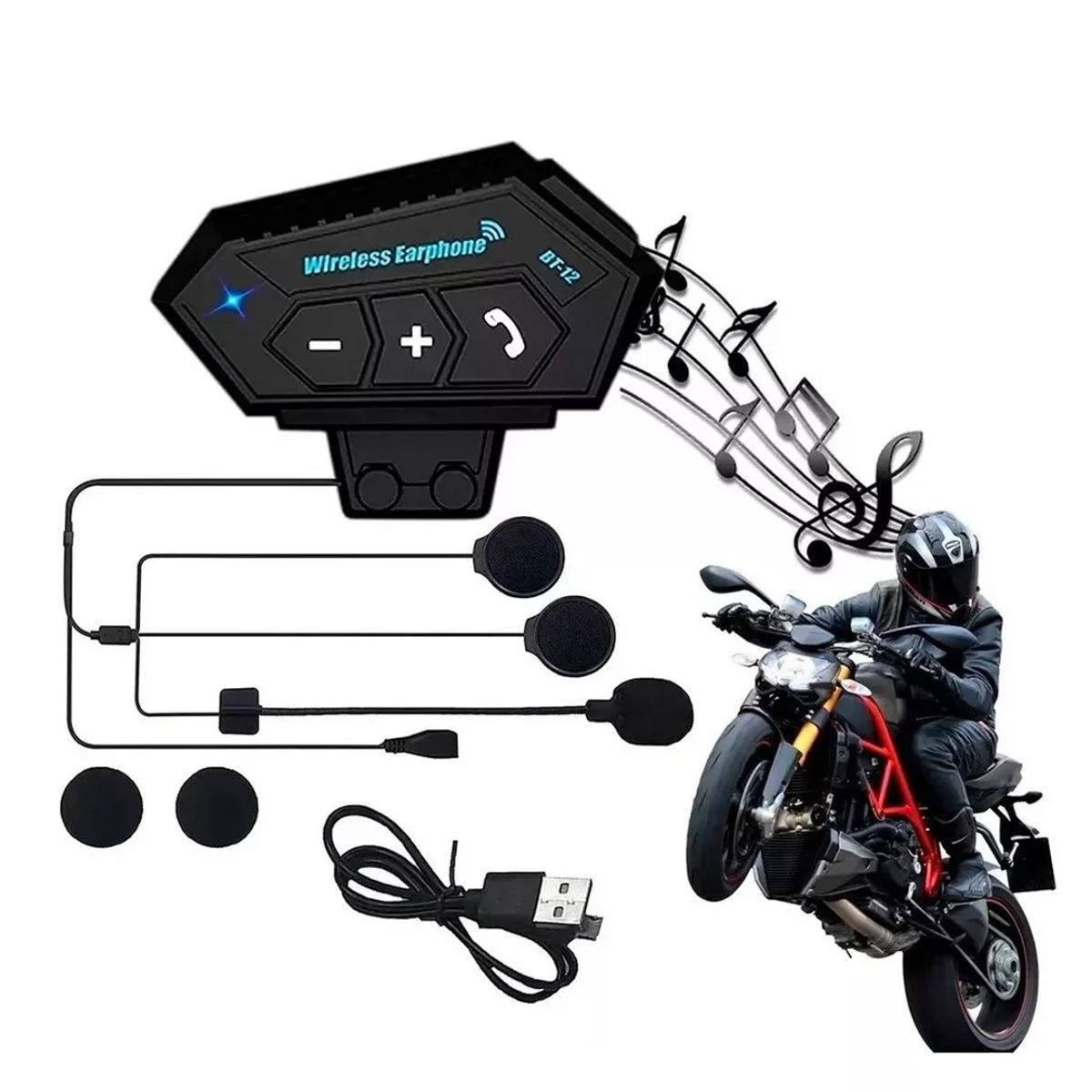 GENERICO - Intercomunicador Bluetooth para Cascos de Moto con Auriculares