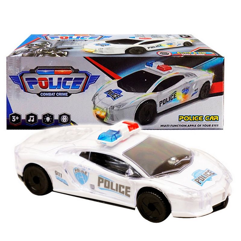 GENERICO - Carro Policia Luces Sonido Moivimiento Juguete + Baterias