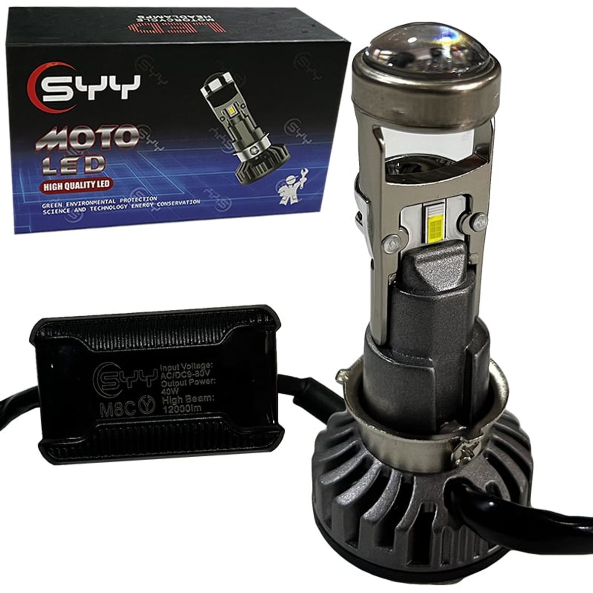 GENERICO - Luz Led Bombillo H4 M8C 12000 LM LUPA