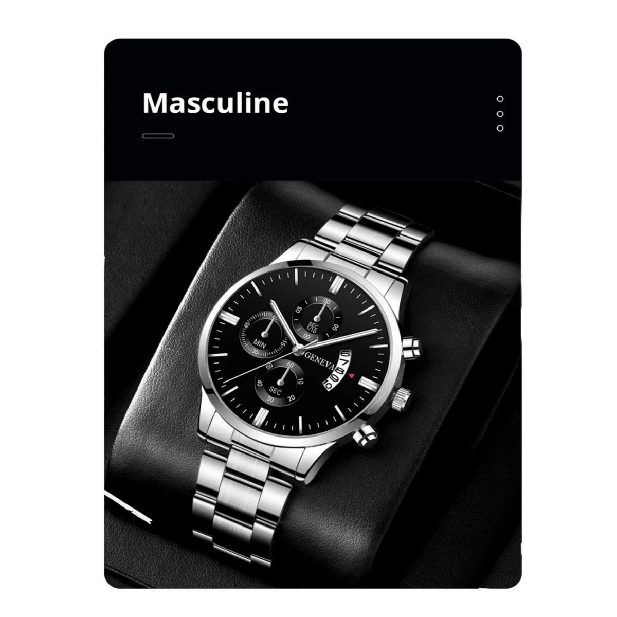 GENERICO - RELOJ GENEVA CON CALENDARIO DE LUJO DE ACERO CLASICO ELEGANTE HOMBRE