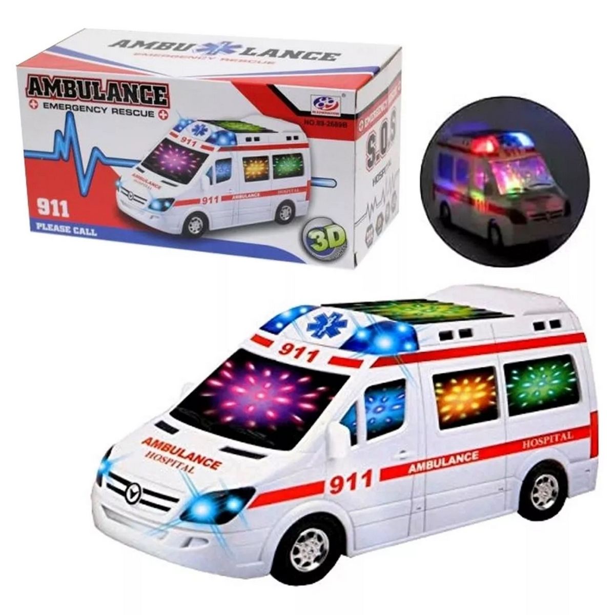 GENERICO - Ambulancia Luces Sonido Movimiento Juguete