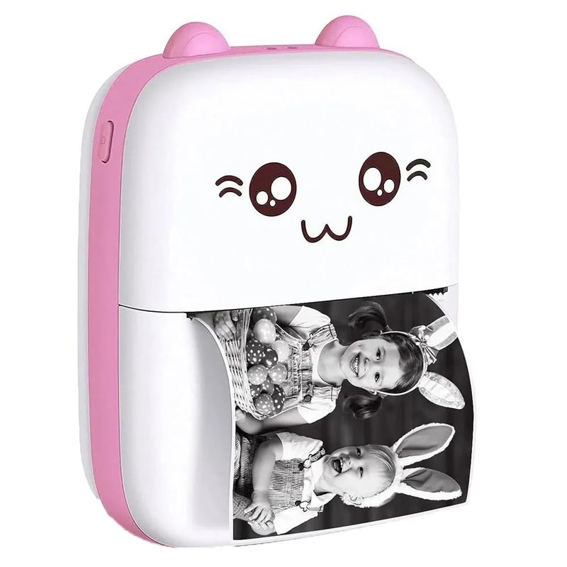 DANKI - Mini Impresora Termica Portatil Fotos Imagenes Colorear QR Gato Rosa