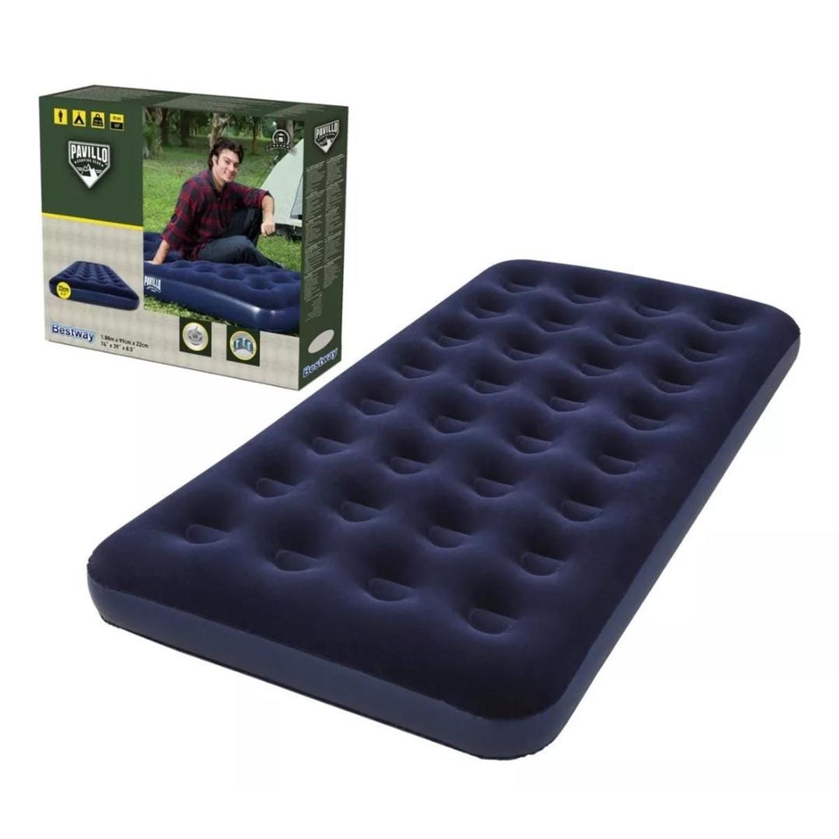 BESTWAY - Colchón Inflable Sencillo Bestway De 188x99x22 Cm Color Azul