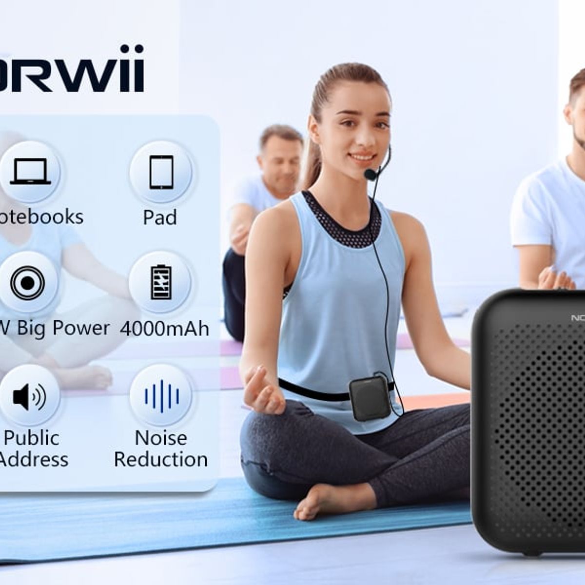 GENERICO - Amplificador de Voz Megáfono Portátil Micrófono Diadema Clases Guías