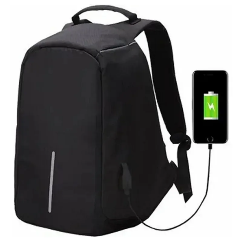 GENERICO - Maleta Antirrobo Morral Con Puerto Y Cable Usb Impermeable negra