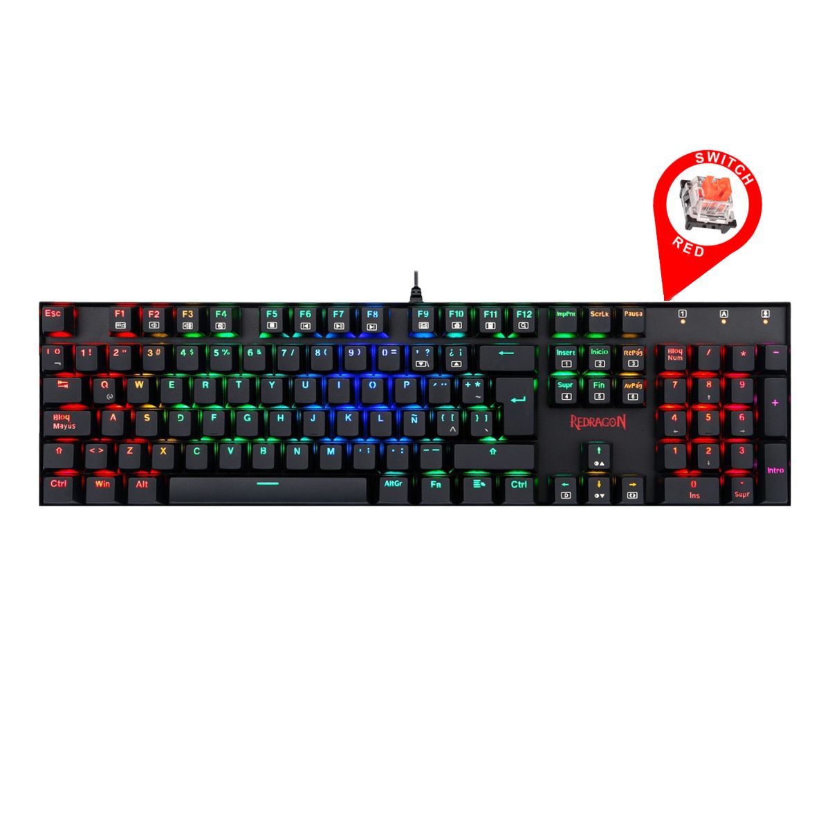 REDRAGON - Teclado Gamer Mecánico Redragon K551 Mitra Iluminación RGB