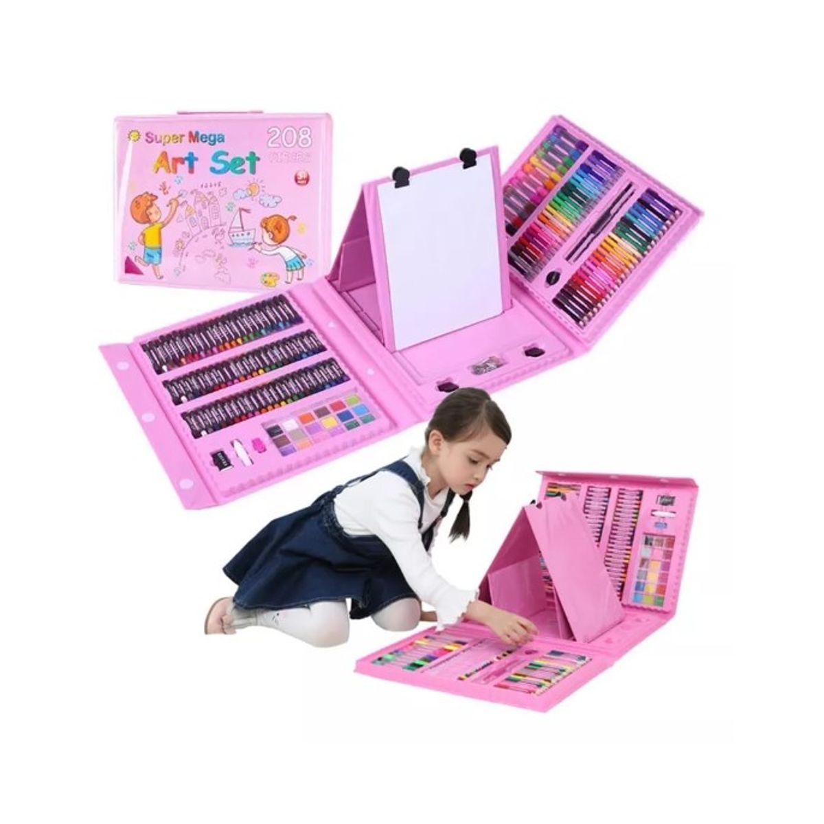 GENERICO - Set De Arte Niños Maleta 208 Piezas Crayon Plumones Colores