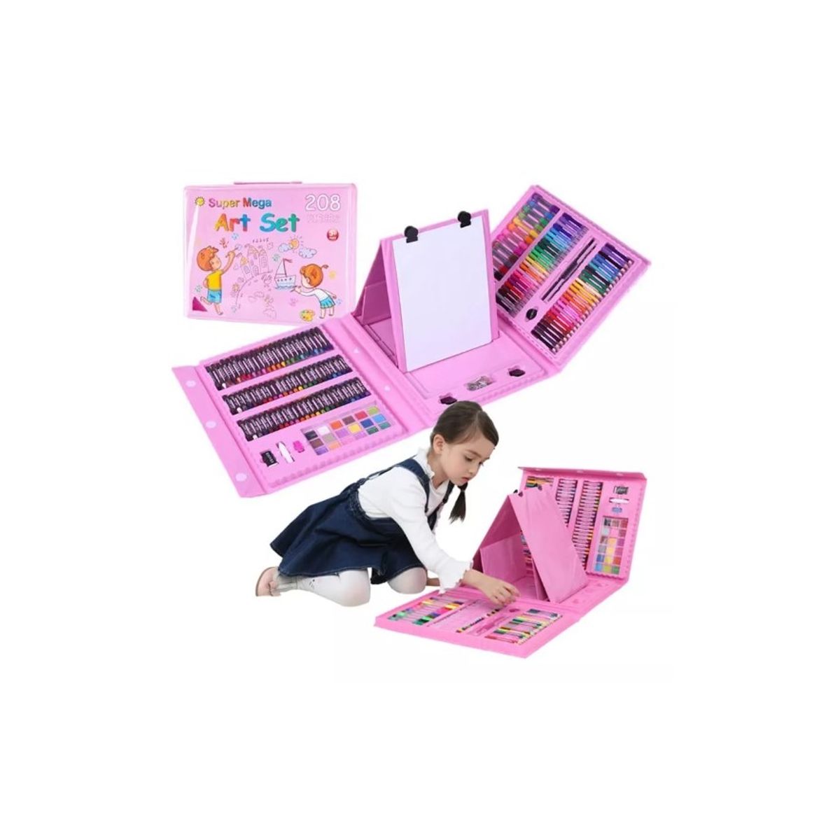 GENERICO - Set De Arte Niños Maleta 208 Piezas Crayon Plumones Colores
